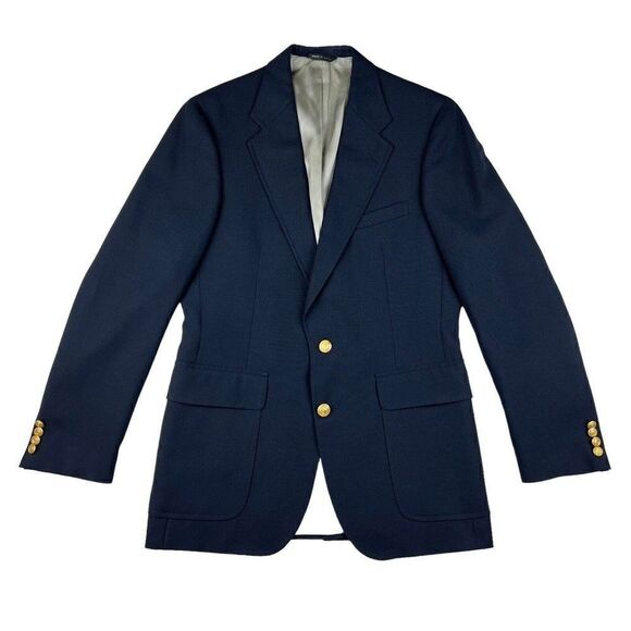 VTG Men's Nordstrom Blazer Sport Coat Navy Blue Gold Royal Marines Buttons 40L - Picture 1 of 15